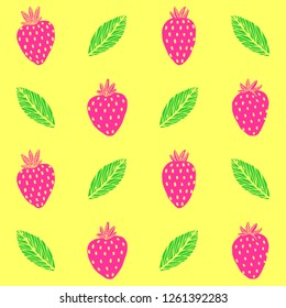 Berry yellow background with leaves