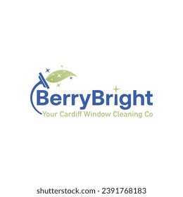 Berrybright Windows cleaning services logo wordmark design vector