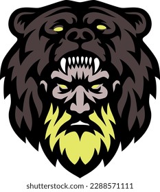 Berserker The Warrior Wearing Bear Head Skin Mascot Design svg