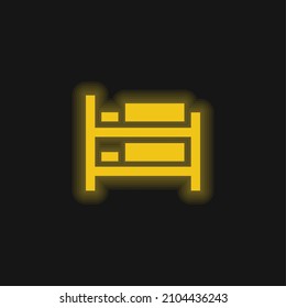 Berth Bed gelbes leuchtendes Neonsymbol