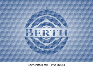 Berth blue badge with geometric pattern background. Vector Illustration. Detailed.