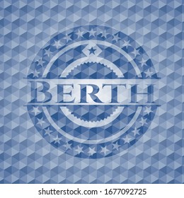 emblema azul berto con fondo geométrico. Ilustración vectorial. Detallado.