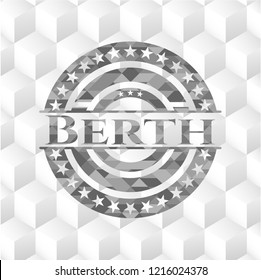 Berth grey badge with geometric cube white background