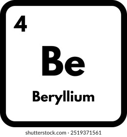 Beryllium chemical element icon isolated on white background . Beryllium icon vector