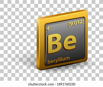 Beryllium chemical element. Chemical symbol with atomic number and atomic mass. illustration