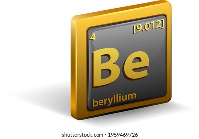 Beryllium chemical element. Chemical symbol with atomic number and atomic mass. illustration
