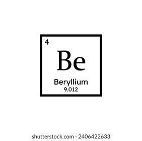 Beryllium chemical symbol icon. Periodic table. Vector illustration.