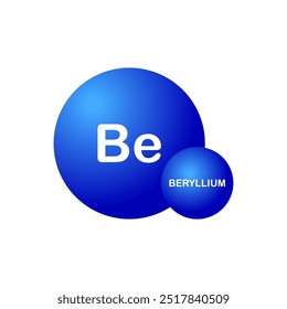 Beryllium element icon. Molecule of Beryllium. Be element. Chemistry and scientific research concept