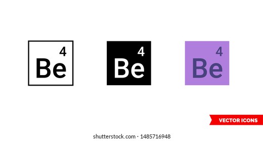 Beryllium icon of 3 types: color, black and white, outline. Isolated vector sign symbol.