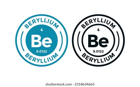 Beryllium logo badge design. this is chemical element of periodic table symbol. Suitable for business, technology, molecule, atomic symbol 