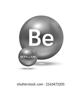 Beryllium molecule models black. Natural gas. Ecology and biochemistry concept. Isolated spheres on white background. 3D Vector Illustration.