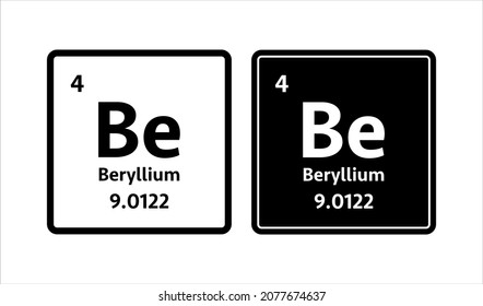 Beryllium symbol. Chemical element of the periodic table. Vector stock illustration.