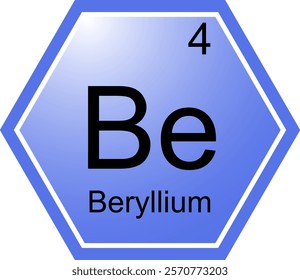 The beryllium vector icon. A chemical element of the periodic table. Be an alkaline earth metal. Science, chemistry. Vector hexagonal image.