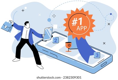 Bes application metaphor. Vector illustration. Best application, pinnacle of seamless design and functionality Winner app, testament to superior user experience and innovative design Quality control