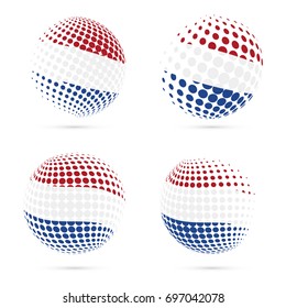 BES islands halftone flag set patriotic vector design. 3D halftone sphere in national flag colors isolated on white background.