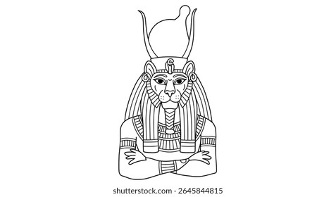 Bes Protetor Deus Coloração Página Egípcia Divindade Doméstica Parto Infantil Guardião Deus Mitologia Linha Arte Design