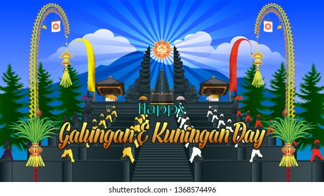 Besakih Balinese Mother Temple Hindu Holiday Greeting Happy Galungan