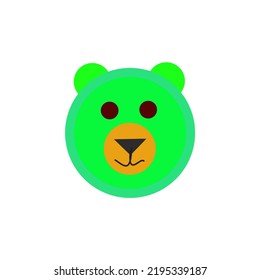 Besar face Green cute in White background, sign icon face animal 