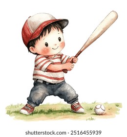 Ilustración del Clipart de la acuarela del béisbol aislada