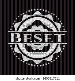 Beset silver badge. Vector Illustration. Mosaic.