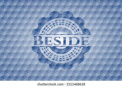 Beside blue polygonal emblem. Vector Illustration. Detailed.
