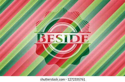 Beside christmas style emblem.