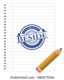 Beside with pen strokes. Blue ink. Vector Illustration. Detailed.