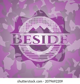 Beside pink written on a camouflage texture. Vector Illustration. Detailed. 