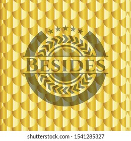 Besides golden emblem. Scales pattern. Vector Illustration. Detailed.