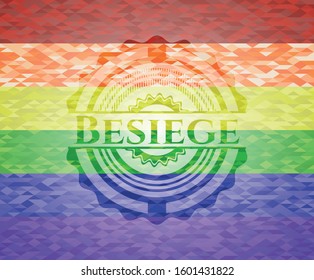Besiege lgbt colors emblem. Vector Illustration. Mosaic.