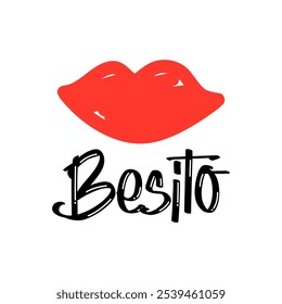 Besito_French is Kiss_red lips, Graphic design print t-shirts fashion, illustration, vector, posters, cards, stickers, mug