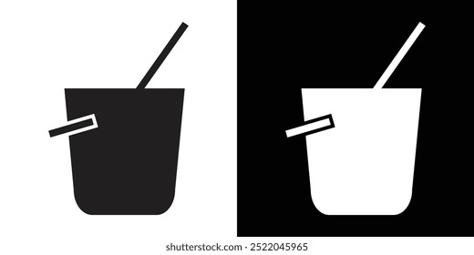 Besom con el icono del palo y del cubo Símbolo simple del Vector