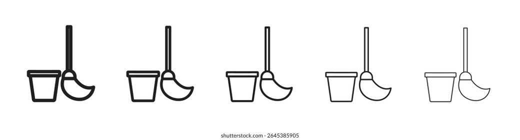 Besom con la Ilustración vectorial del icono del palillo y del cubo aislada