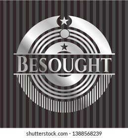 Besought silver badge. Vector Illustration. Mosaic.