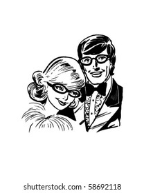 Bespeckled Teen Couple - Retro Clip Art