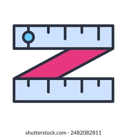 Bespoke Size icon. Ruler for Carpentry. a Ruler Bent to Form the Letter Z