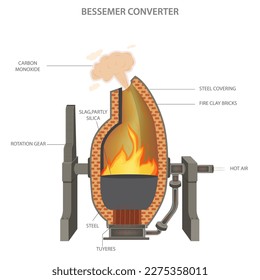 El convertidor de Bessemer. El proceso Bessemer fue el primer proceso industrial barato para la producción masiva de acero a partir de hierro fundido. 