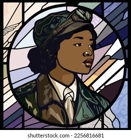 Bessie Coleman (1892-1926), African American pilot. svg