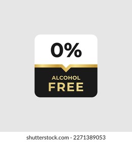 Best 0% Alcohol Free Label Vector or 0 Percent Alcohol Mark Vector in Flat Style. 0% Alcohol free label for product without alcohol. Non Alcoholic mark,Simple label vector for packaging design element