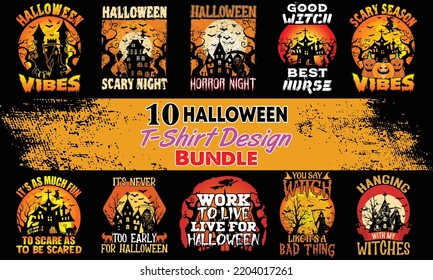 Best 10 Halloween T-Shirt Design Bundle. Halloween t-shirt design bundle, easy to print all-purpose for men, women, and children svg