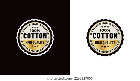 Best 100% Cotton Label Vector or 100% Cotton Stamp on white background. 100% Cotton Label for marketing product. Simple 100% Cotton Seal vector for high quality product.