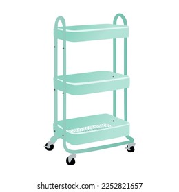 The best 3 Tier Rolling Utility or Kitchen Cart or Kitchen trolley icon in green. Simple vector illustration of kitchen trolley vector icon for web. Editable graphic resources for many purposes.