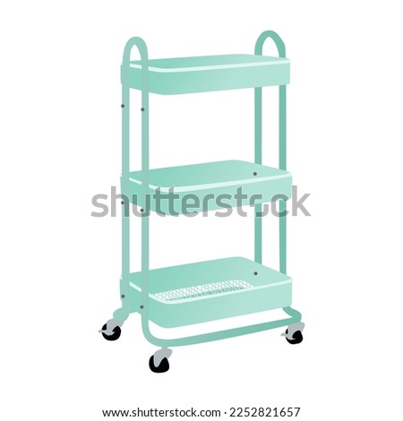The best 3 Tier Rolling Utility or Kitchen Cart or Kitchen trolley icon in green. Simple vector illustration of kitchen trolley vector icon for web. Editable graphic resources for many purposes.