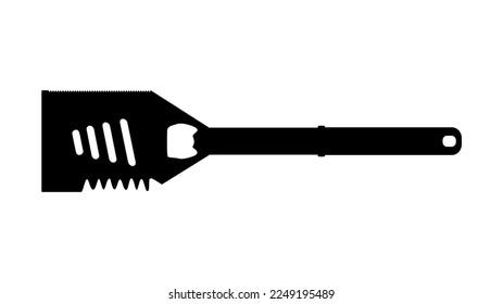 The best 4 in 1 BBQ Grill Spatula silhouette, isolated on white background. Vector illustration in trendy style. Editable graphic resources for many purposes. 