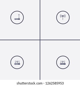 Best 4 antenna icon set. router and wifi signal vector illustration