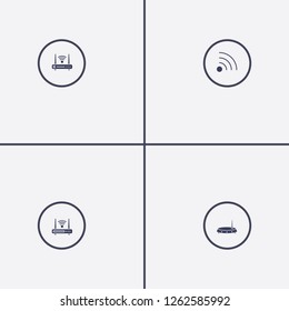 Best 4 antenna icon set. router and wifi signal vector illustration