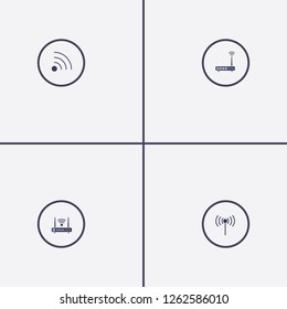 Best 4 antenna icon set. wifi signal and router vector illustration