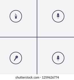 Best 4 communicate icon set. walkie talkie and microphone vector illustration