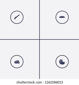 Best 4 cook icon set. bread, knife and egg vector illustration