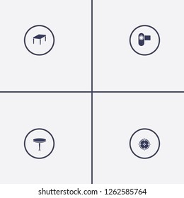 Best 4 focus icon set. aim, table and video camera vector illustration